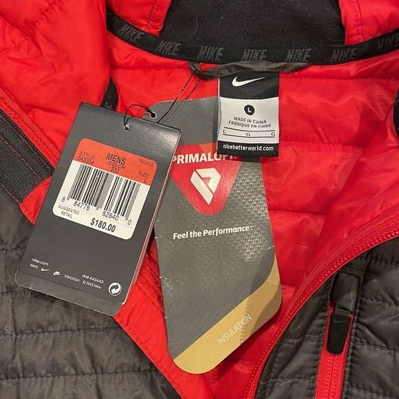 NWT Size Large Nike Dark Gray with Infrared lining, hooded compact down jacket - Picture 2 of 4